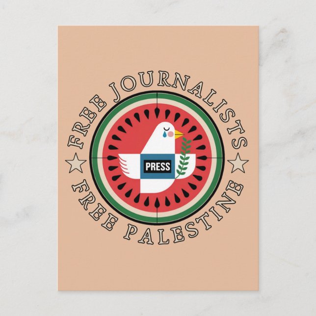 Carte Postale Journalistes libres, Palestine libre (Devant)