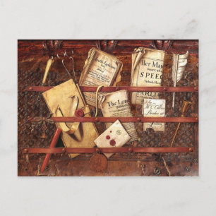 Carte Postale Journaux, lettres et instruments d'écriture