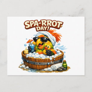 Carte Postale Journée au spa drôle Perroquet Spa Relax Design