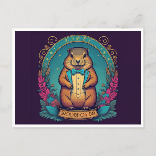 Carte Postale Journée de la marmotte A Célébration du printemps