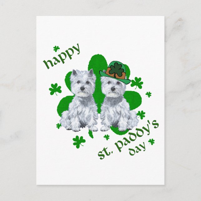Carte Postale Journée de la Saint-Patrick des Westies (Devant)