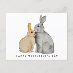 Carte Postale Journée de la Saint-Valentin Lapin Mignon