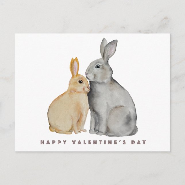 Carte Postale Journée de la Saint-Valentin Lapin Mignon (Devant)