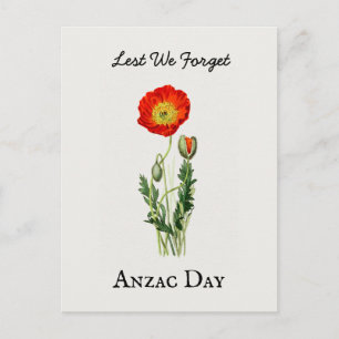 Carte Postale journee de l'Anzac poppy vintage souvenir memorial