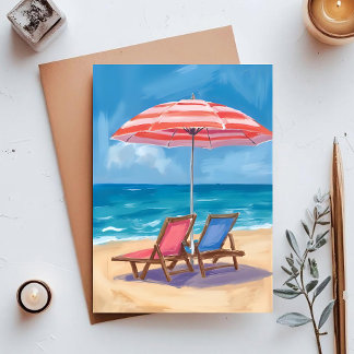 Carte Postale Journée de plage à Cape Cod | Océan aquarelle MA