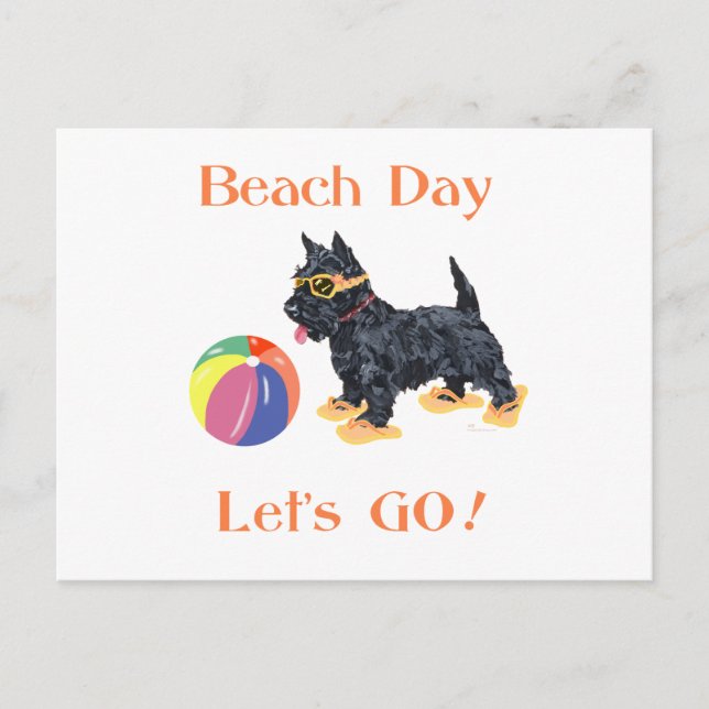 Carte Postale Journée de plage Chien Scottie (Devant)