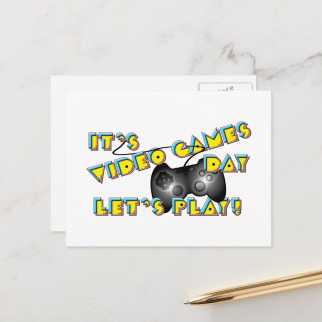 Carte Postale Journée des jeux vidéo (Devant/Arrière en situation)