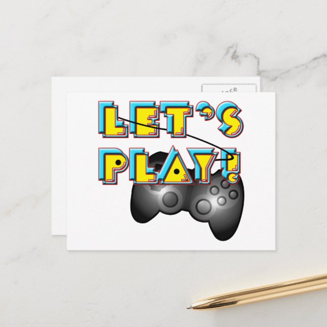 Carte Postale Journée des jeux vidéo - Jouons ! (Devant/Arrière en situation)