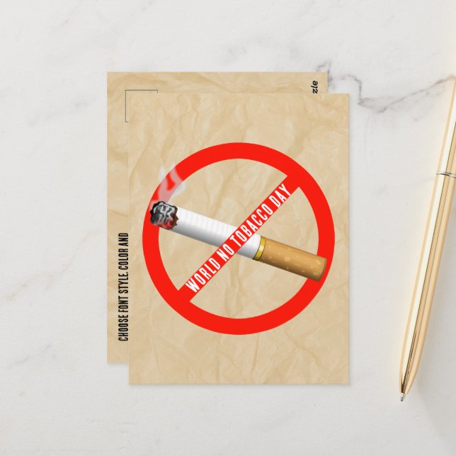 Carte Postale Journée mondiale du tabac (Devant/Arrière en situation)