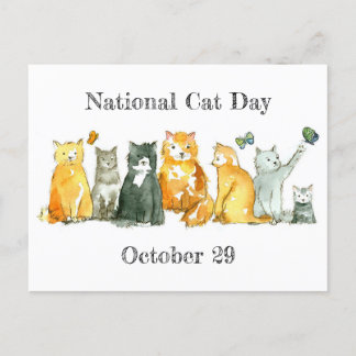 Carte Postale Journée nationale du chat 29 octobre Chat calico S