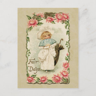 Carte Postale Jours de Fête de Fille Victorienne Reproduction An