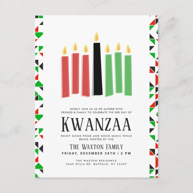 Carte Postale Jours de Kwanzaa | Événement de fête (Devant)