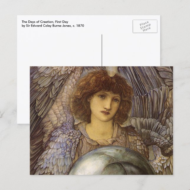 Carte Postale Jours de la Création, Premier Jour par Burne Jones (Devant / Derrière)