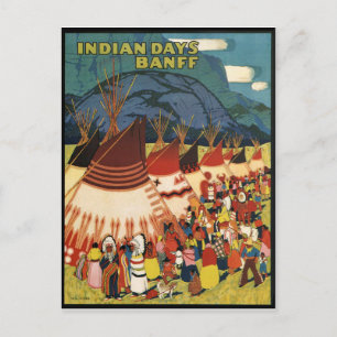 Carte Postale Jours indiens, Amérindiens, Banff, vintage