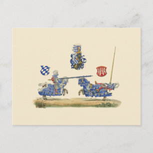 Carte Postale Jousting Knights - Thème médiéval