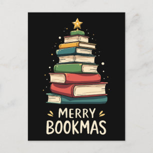 Carte Postale Joy Bookmas - Festive Book Stack for Book Lovers