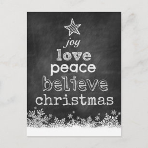 Carte Postale Joy Love Peace Believe Christmas
