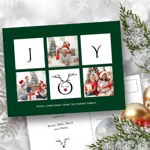 Carte Postale JOY Modern Fun Script Photo Collage Whimsical Holi