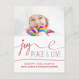 Carte postale Joy Peace & Love Christmas