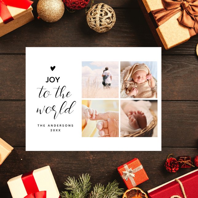 Carte Postale Joy To The World Collage Noël Quatre photos (Créateur téléchargé)