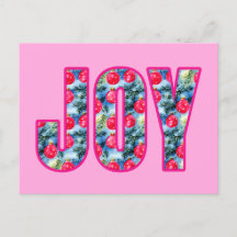 JOY Word Art à Fuchsia rose et vert Turquoise