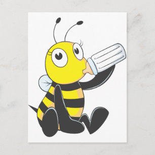 Carte Postale Joyeuse abeille de bébé boit du lait