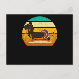 Carte Postale Joyeuse Action de grâce dachshund jour de dinde au