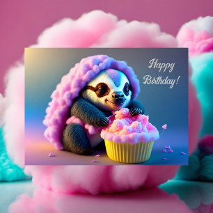 Carte postale Joyeuse Anniversaire, Sloth dans des