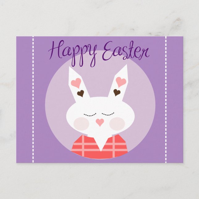 Carte postale Joyeuse Bunny Purple de Pâques (Devant)