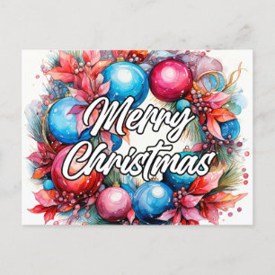 Carte Postale Joyeuse couronne de Noël JOYEUSES FÊTES