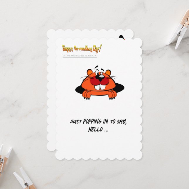 Carte postale Joyeuse de la journée de la marmotte (Devant/Arrière en situation)