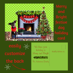 Carte postale Joyeuse de Noël de chien festif mign