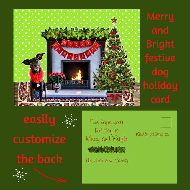 Carte postale Joyeuse de Noël de chien festif mign (Créateur téléchargé)