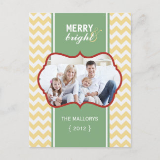 Carte postale Joyeuse et brillante Chevron Holiday