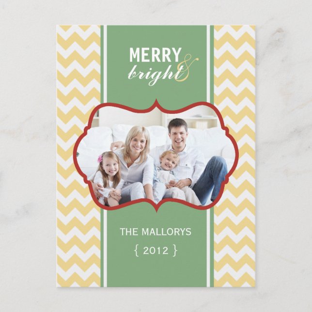 Carte postale Joyeuse et brillante Chevron Holiday (Devant)