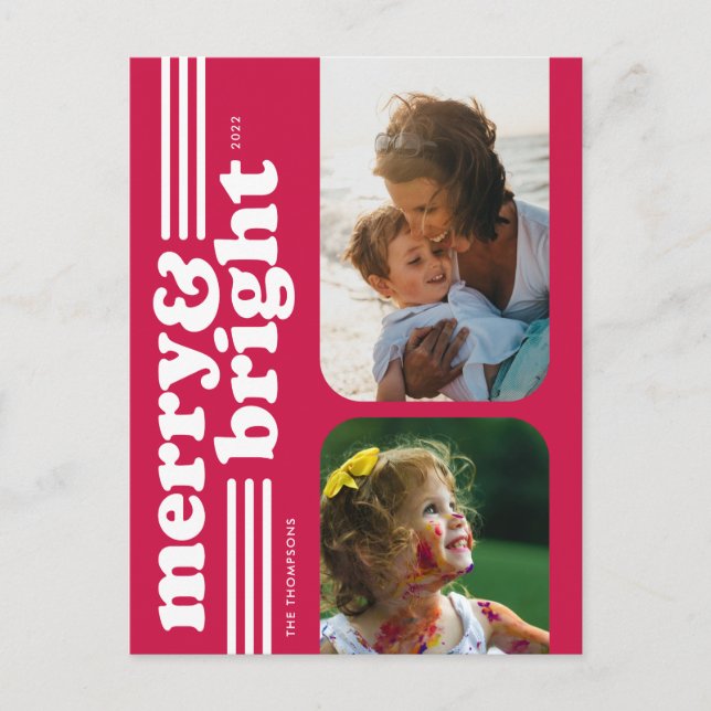 Carte postale Joyeuse et brillante Retro Magenta P (Devant)