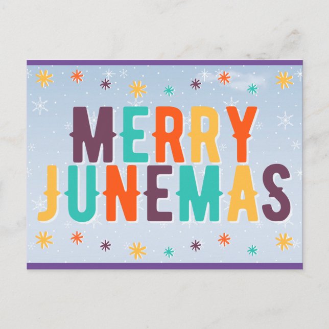 Carte postale joyeuse et colorée de Junemas (Devant)
