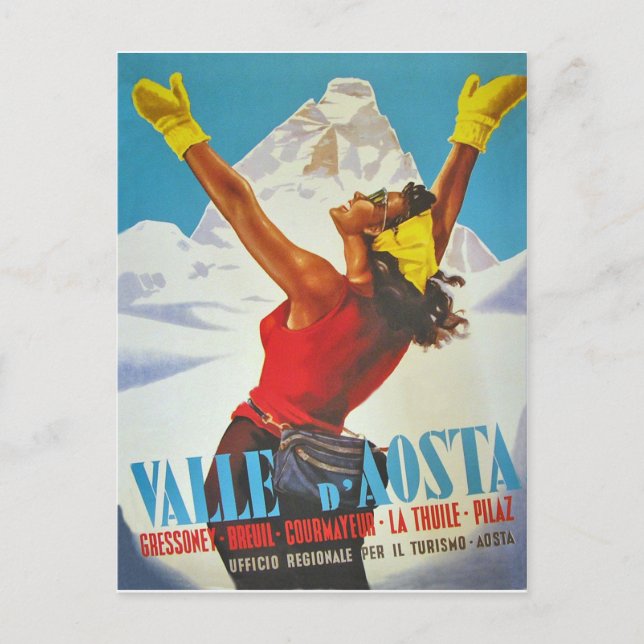 Carte Postale Joyeuse femme dans la Vallée d'Aoste, Italie. Vint (Devant)