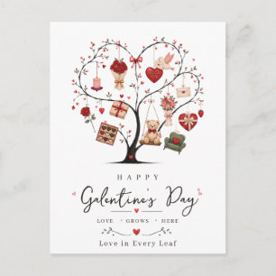 Carte Postale Joyeuse fête de Galentine, Arbre de l'amour du cœu