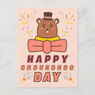 Carte Postale Joyeuse fête de la marmotte - Célébration de la jo