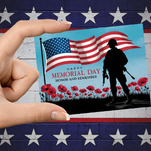 Carte Postale Joyeuse fête de la mémoire Coquelicots rouges Mili