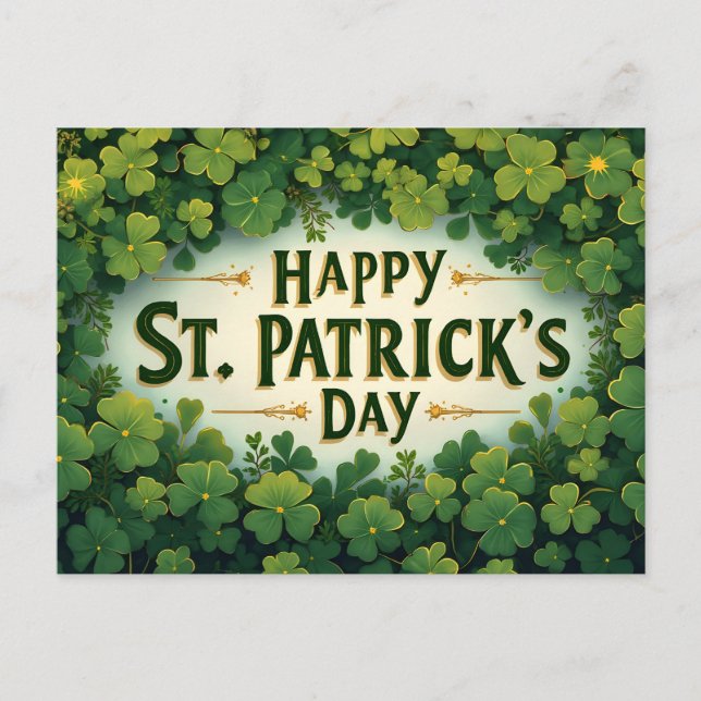 Carte Postale Joyeuse fête de la Saint-Patrick Art de trèfle (Devant)