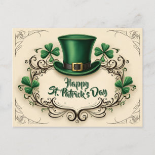 Carte Postale Joyeuse fête de la Saint-Patrick, modèle de trèfle