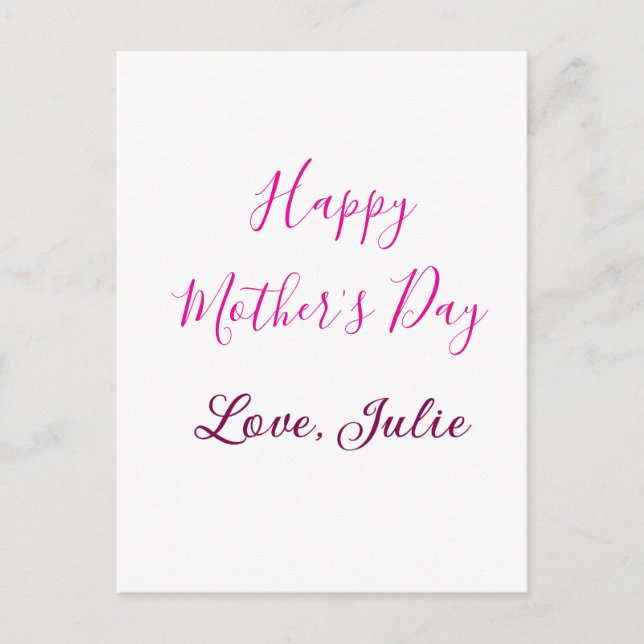 Carte Postale Joyeuse fête des mères calligraphie rose maman gra (Devant)