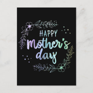 Carte Postale Joyeuse Fête des Mères Couleurs Florales Arc-en-Ci