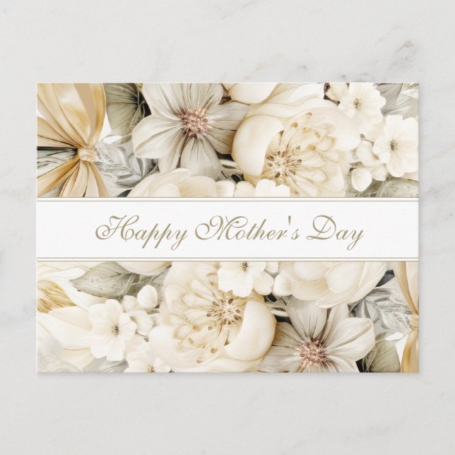 Carte Postale Joyeuse fête des Mères crème vanille écriture flor (Devant)