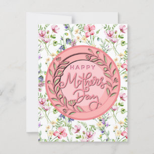 Carte Postale Joyeuse fête des mères Élégante florale rose moder