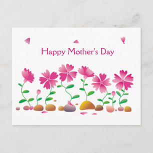 Carte Postale Joyeuse fête des mères Fleurs marguerites rose