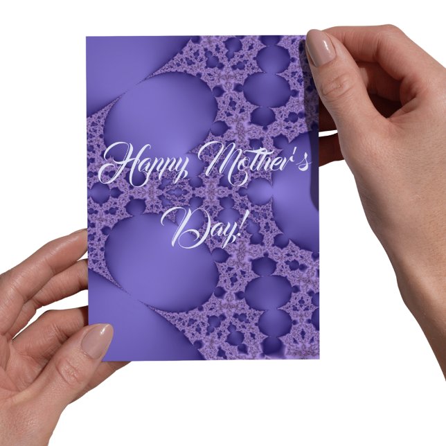 Carte Postale Joyeuse fête des Mères, fractale violette (Créateur téléchargé)