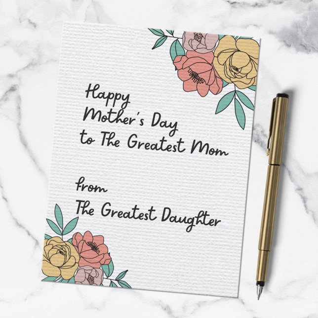 Carte Postale Joyeuse Fête des mères Grande maman Floral Pastel  (In situ)